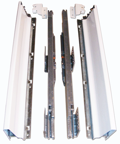 Ensemble tiroir Pür blanc H83 (coulisses et côtés de 400mm) (sans attache avant)