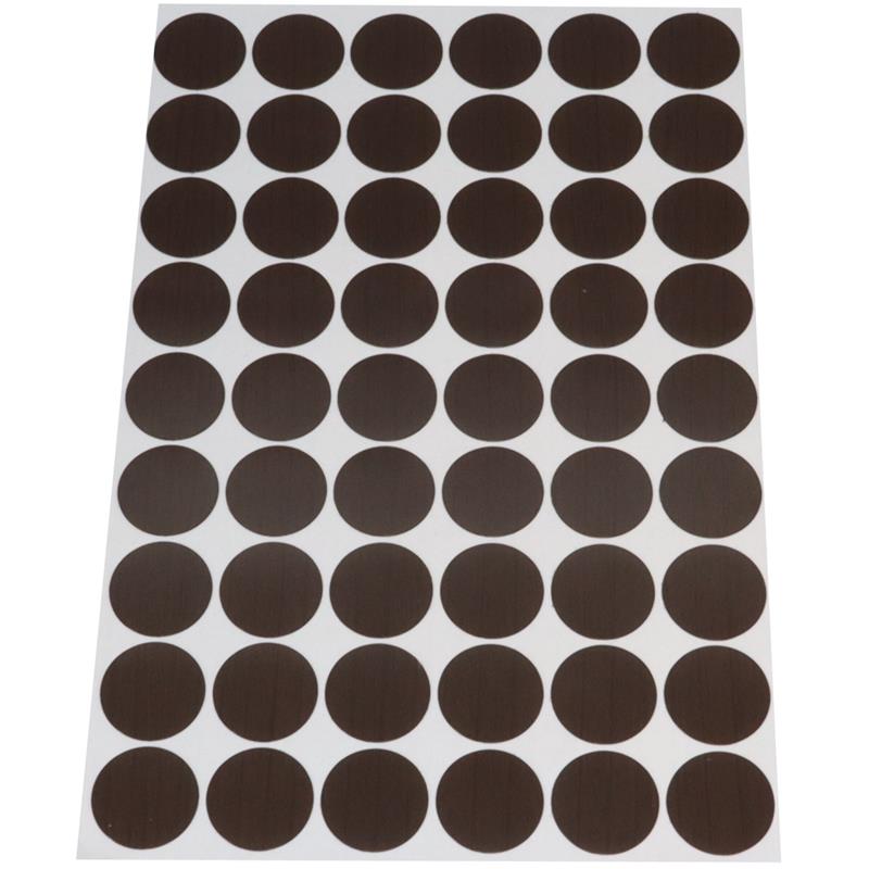 Image Adhesive PVC screw cover, walnut finish (sheet of 54 stickers), 20 mm diameter