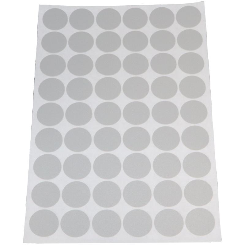 Cache-vis adhésif en PVC gris texturé (feuille de 54 collants), diamètre 20 mm