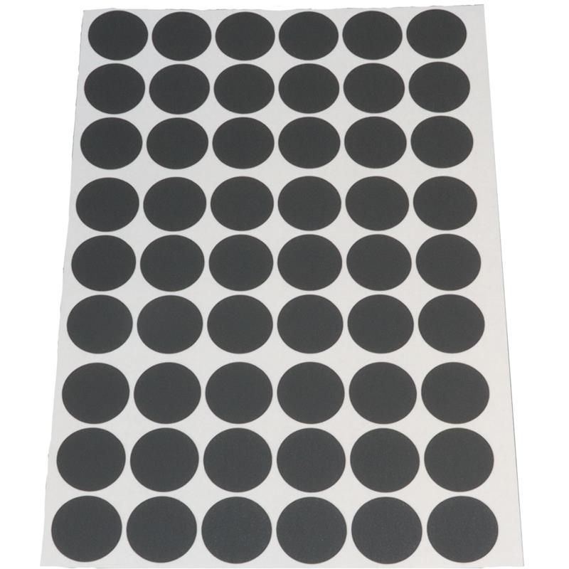 Cache-vis adhésif en PVC anthracite texturé  (feuille de 54 collants), diamètre 20 mm