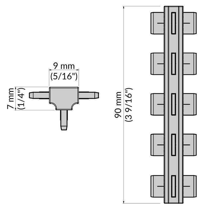 Connecteur 3D diviseur FLEXX H90 gris