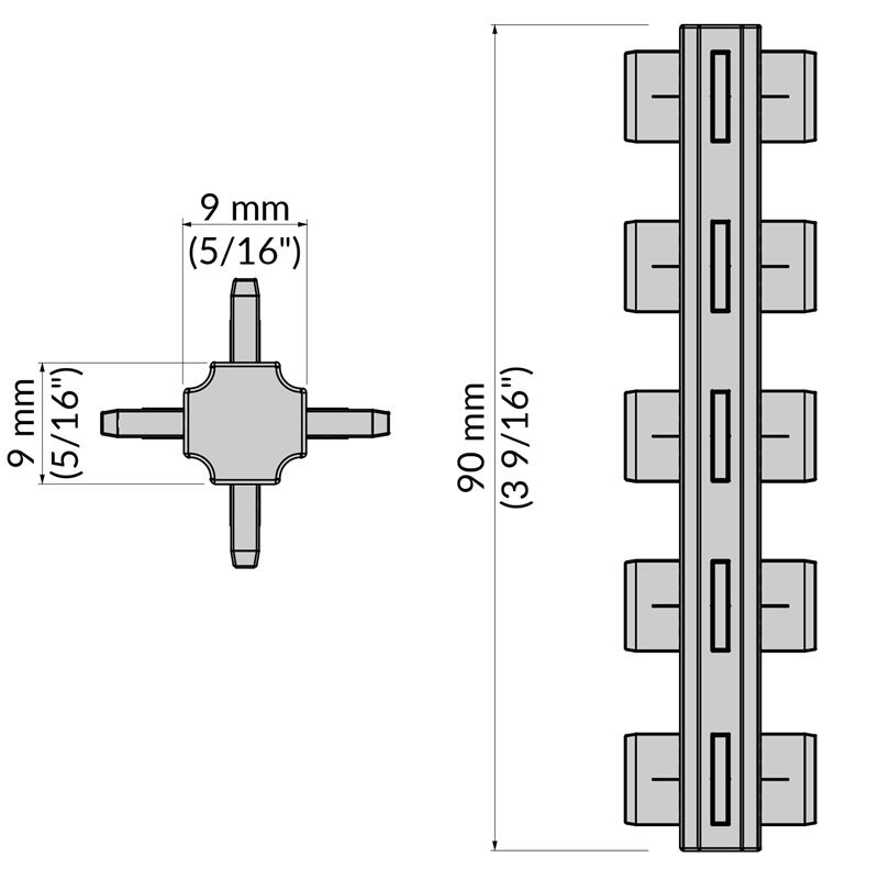 Connecteur 4D diviseur FLEXX H90 gris