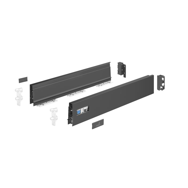 Set de côté de tiroir Innotech Atira anthracite H70 L350 mm avec attaches de facade et arrière