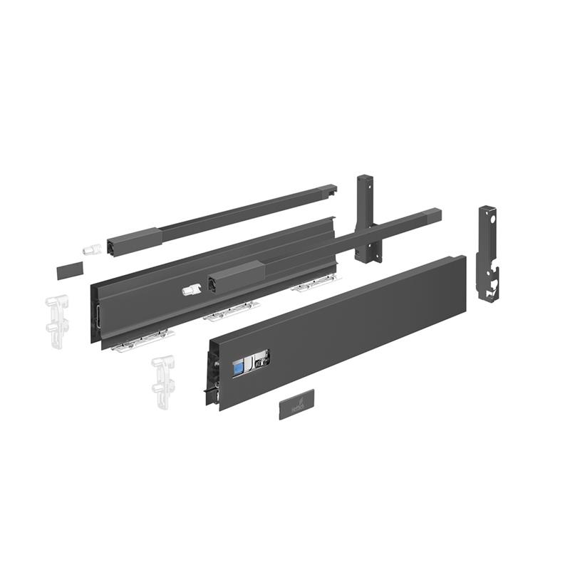 Set de côté de tiroir Innotech Atira anthracite H144 L260 mm avec attaches de facade et arrière