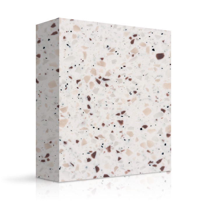 Surface solide acrylique 775A - White mosaic granite demi-plaque