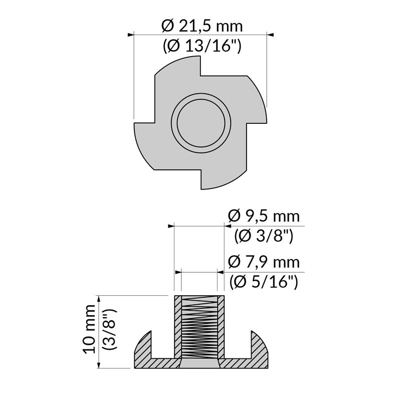 Écrou à griffe 5/16" x 3/8" spec