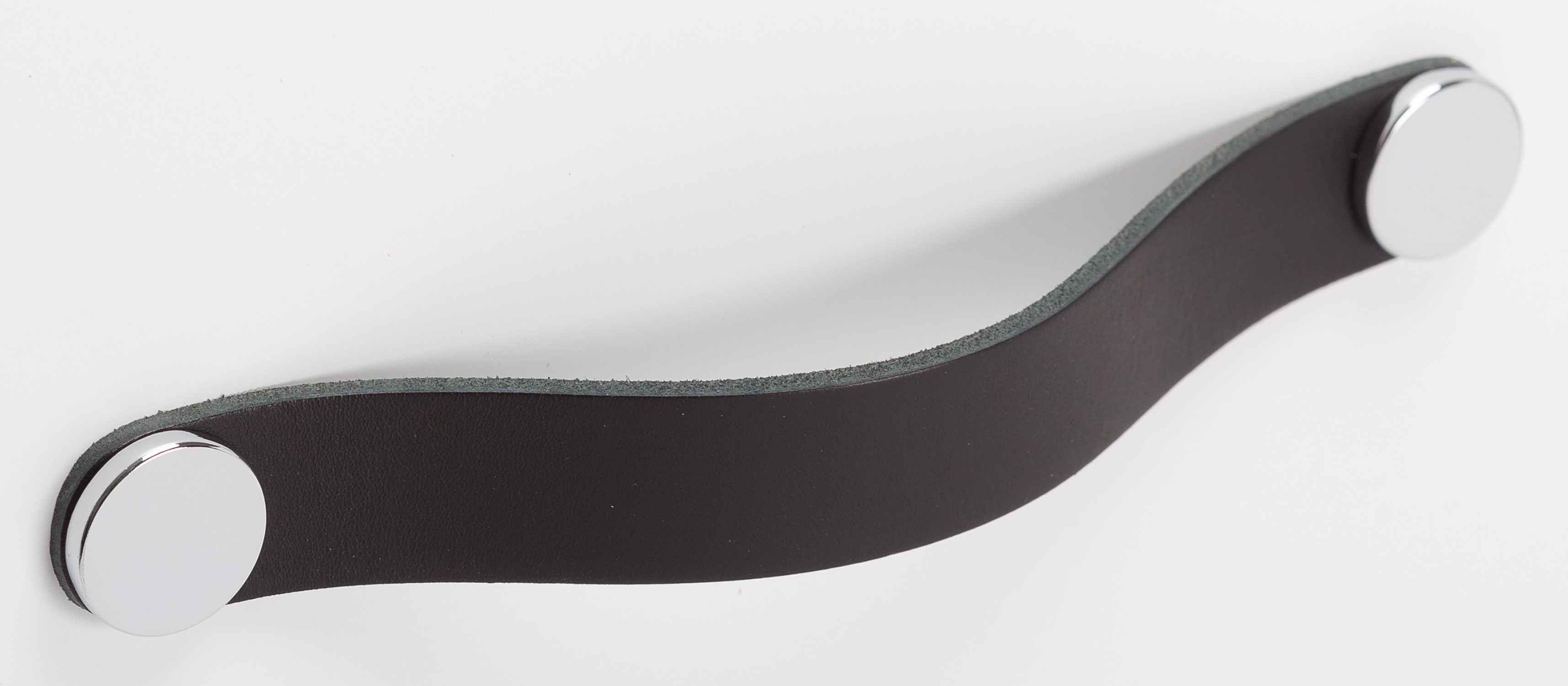 Poignée FLEXA V0404 cuir noir/chrome 128 mm