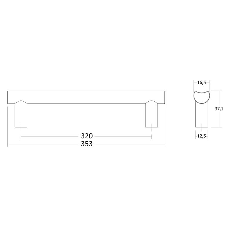 Poignée V0628 MOON laiton cava brossé 320 mm