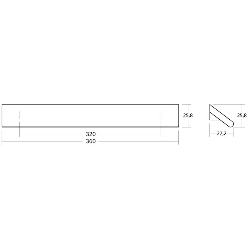 Poignée V0698 CANO bois laqué noir mat 320 mm