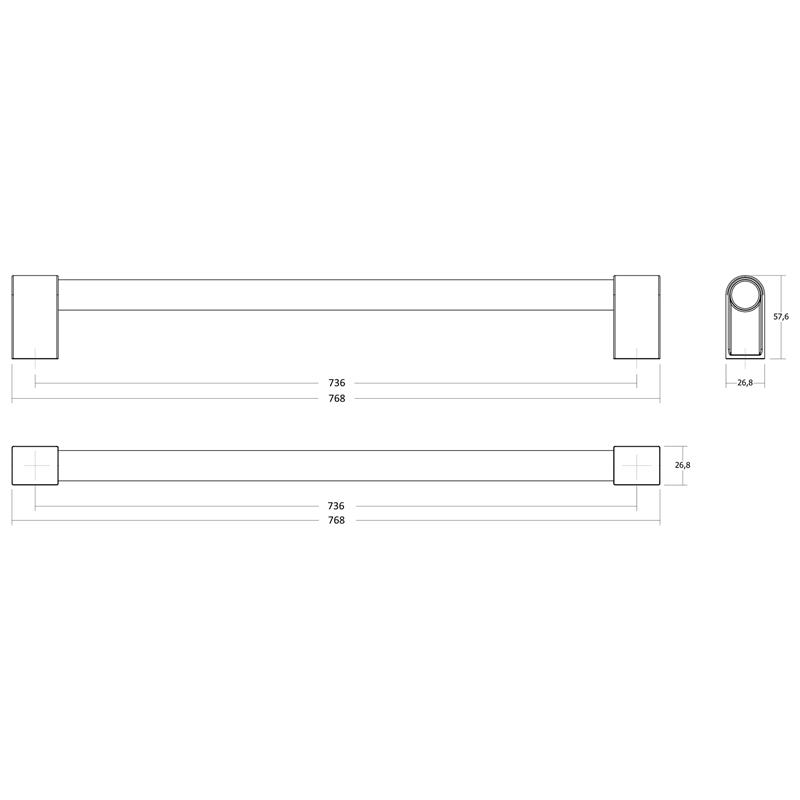 Poignée V0703 CASEY BIG BBS noir lave texturé + noir mat 736 mm