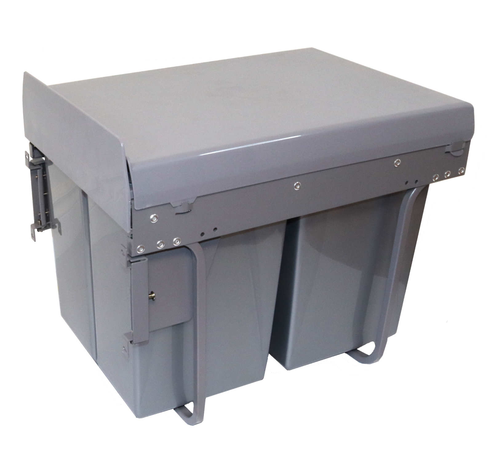 Image Pull-out waste bin DB 16'' 40L 2 bins grey with front-fixing brackets