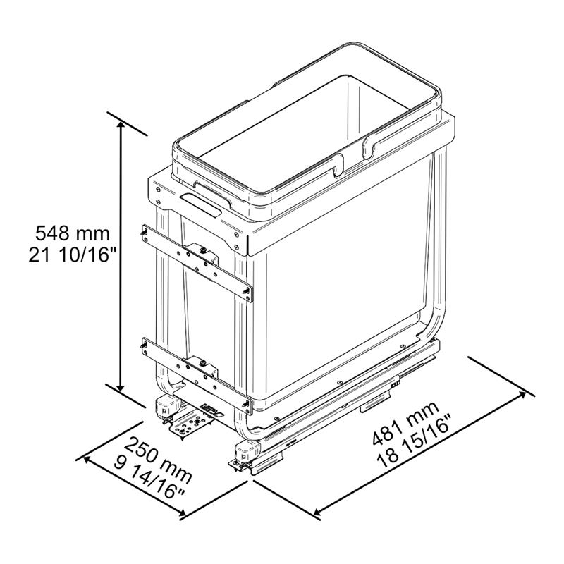 Poubelle Vibo Kombi 2.0 12 po. (300 mm) 33 L 1 bac anthracite