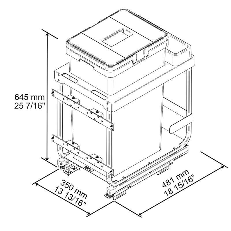 Poubelle Vibo Kombi 2.0 16 po. (400 mm) 47 L 1 bac anthracite