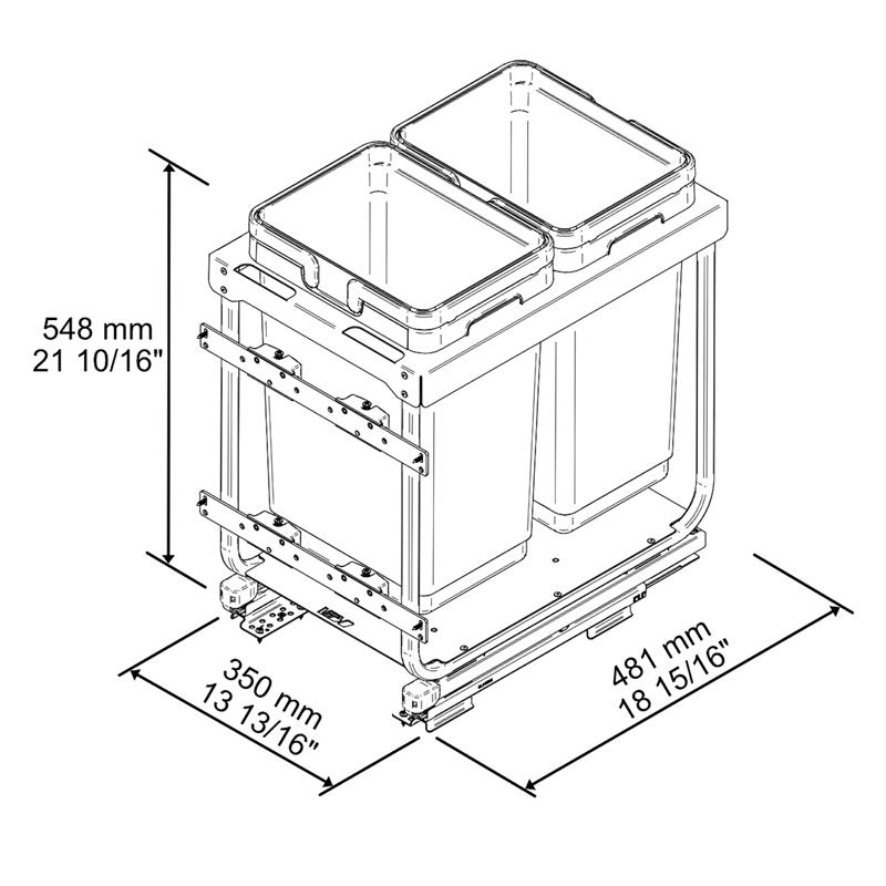Poubelle Vibo Kombi 2.0 16 po. (400 mm) 40 L 2 bacs anthracite