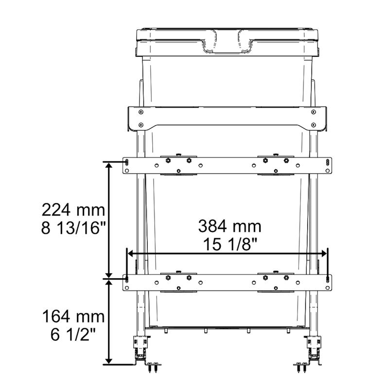 Poubelle Vibo Kombi 2.0 18 po. (450 mm) 60 L 2 bacs anthracite