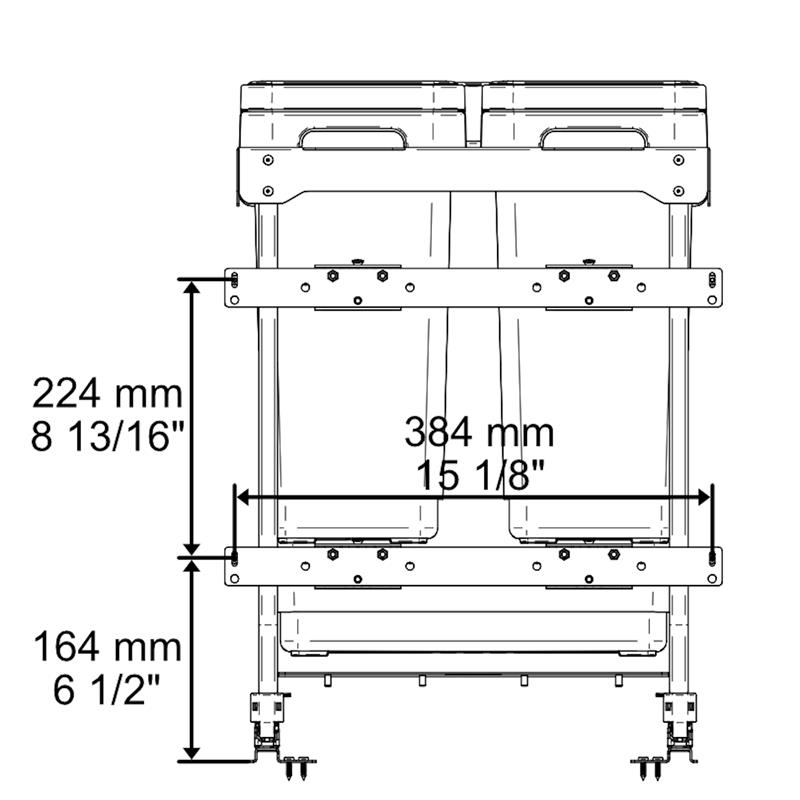 Poubelle Vibo Kombi 2.0 18 po. (450 mm) 50 L 3 bacs anthracite