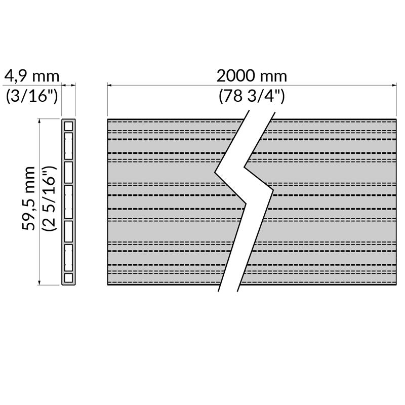 Profilé diviseur FLEX H60 gris 2000 mm