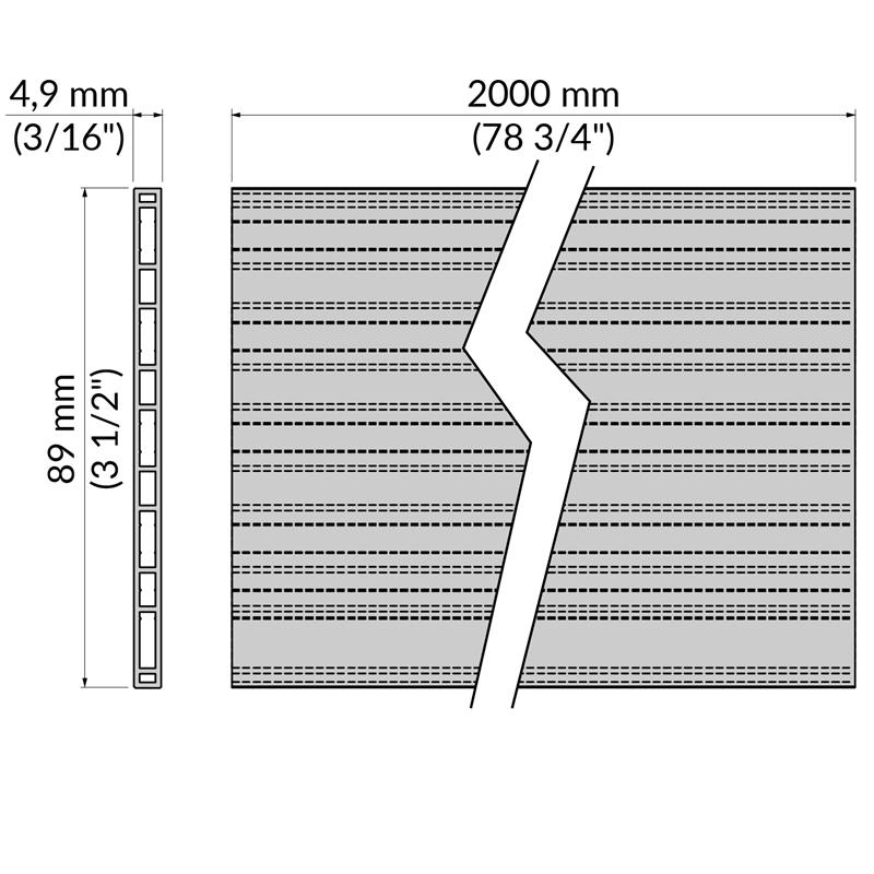 Profilé diviseur FLEX H90 gris 2000 mm