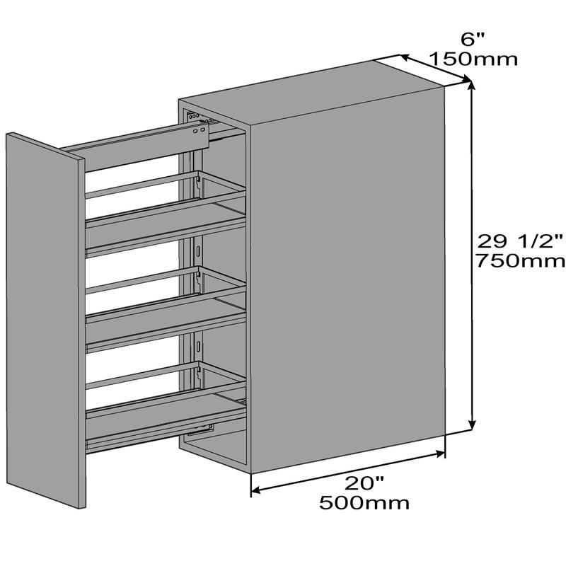 Coulissant étroit Diamond 6" (150mm) 3 tablettes