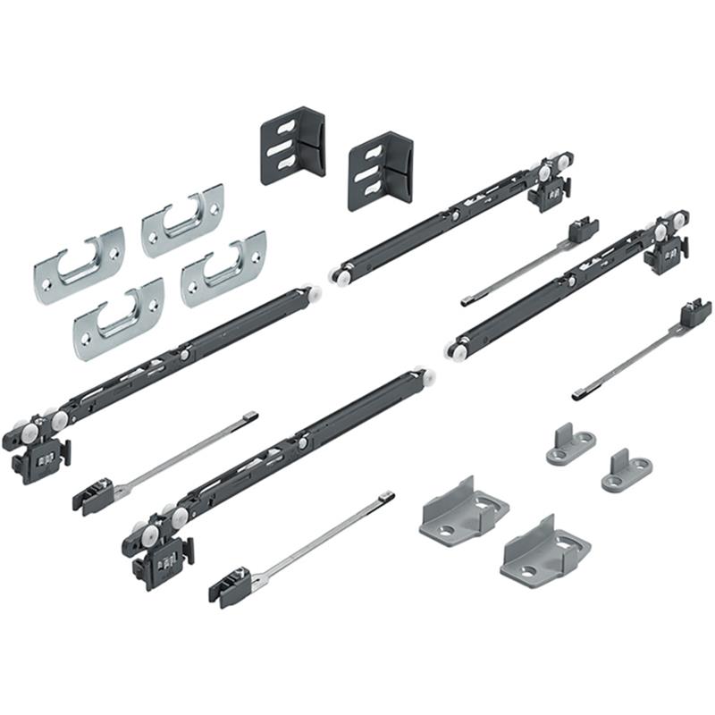 Ensemble de quincaillerie pour système coulissantes SysLine double amortisseur