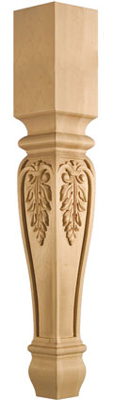 35" Maple post acanthus leaves